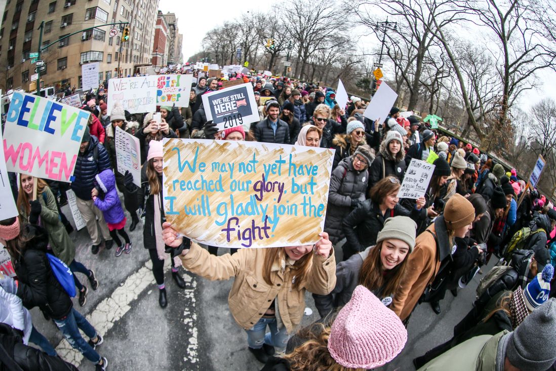 People participating in the NYC Women's March  (William Volcov/Shutterstock)